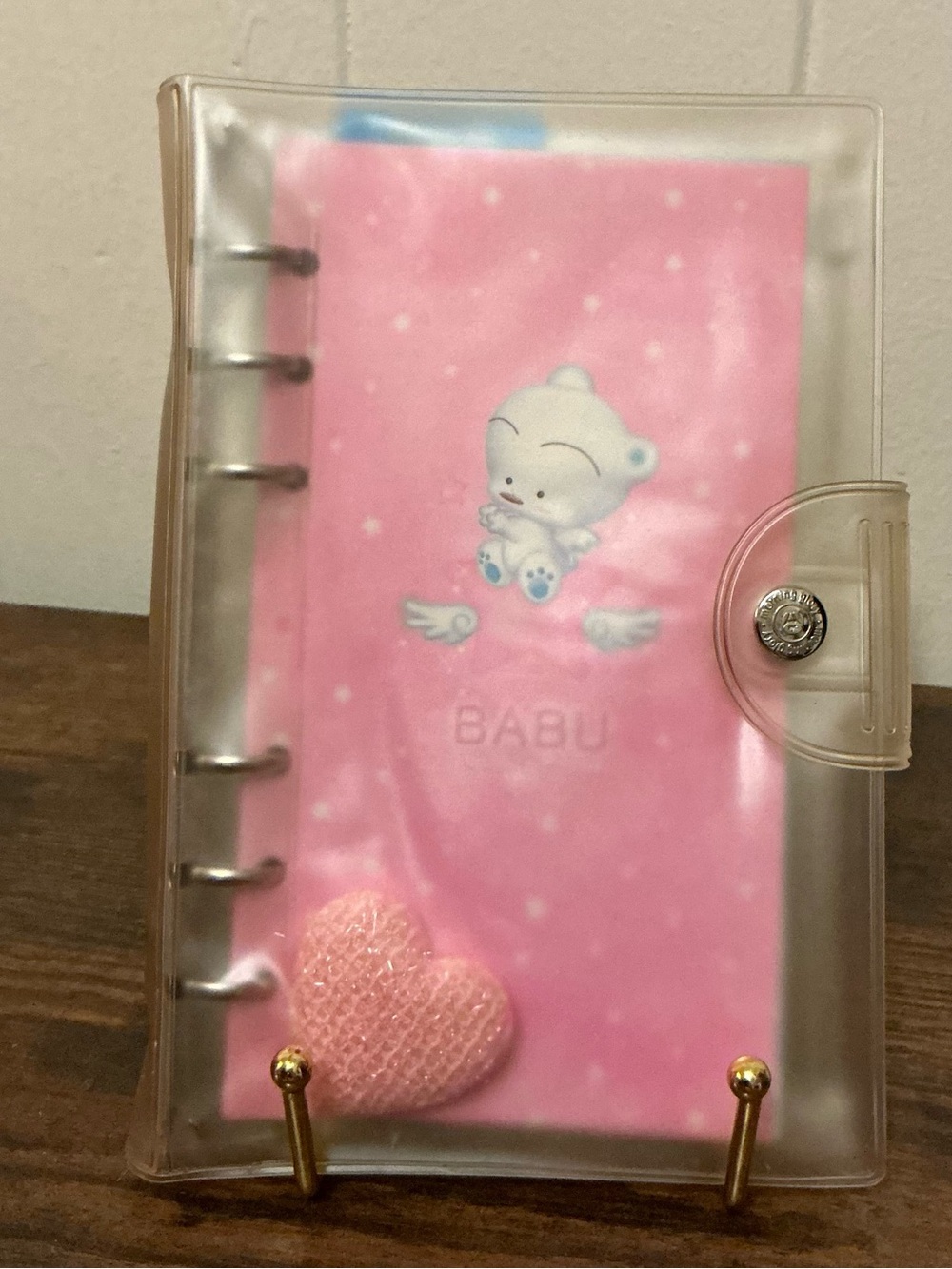 A Rare Vintage Large Babu Blue Bear Morning Glory Snap Planner Journal Notebook